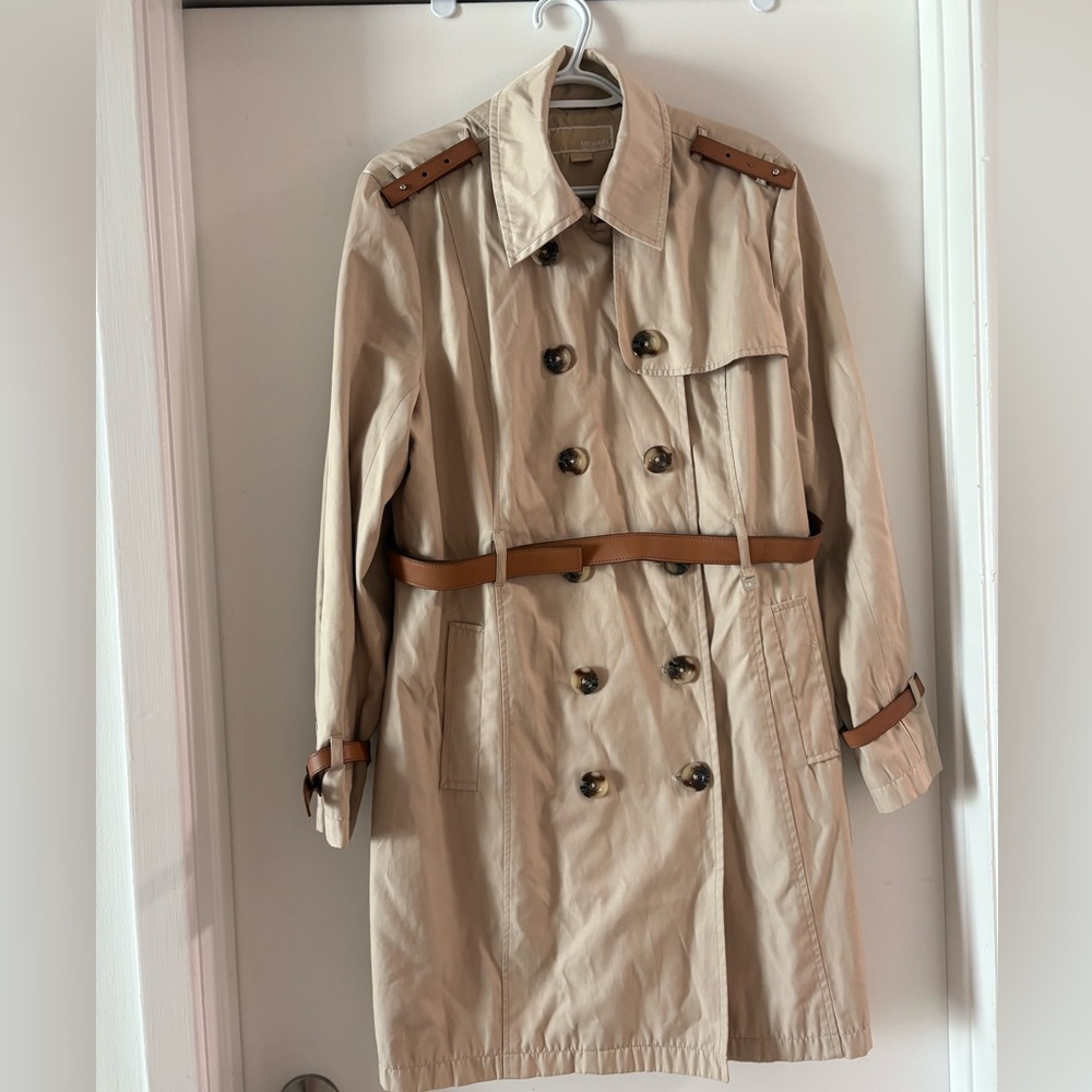 Michael Kors Beige Trench Coat with Tan Trim